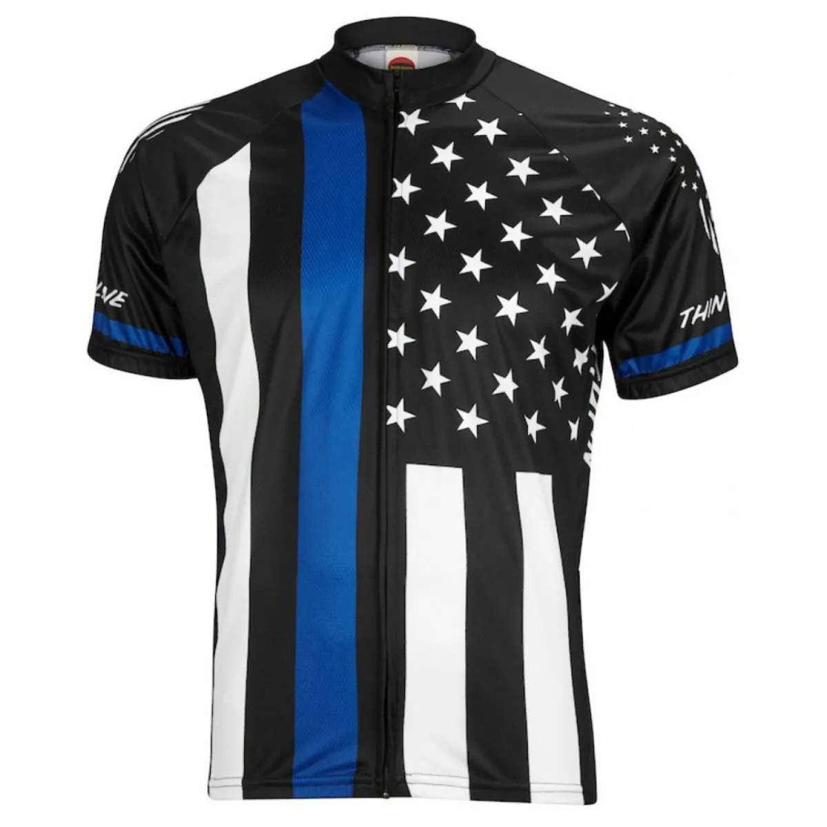 Thin Blue Line American Flag Police Short sleeve full zip men's cycling jersey