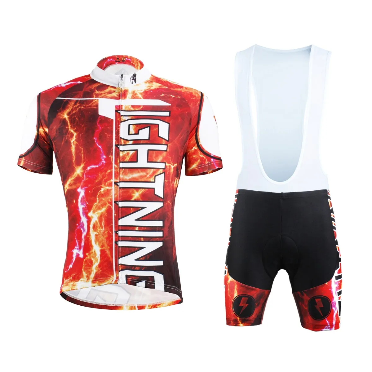 Ilpaladino Thunderstorm Flashing Lightning Storm Natural Phenomenon Red Cycling Short-sleeve Suit /Jersey Exercise Bicycling Pro Cycle Clothing Racing Apparel Outdoor Sports Leisure Biking Shirts Team Kit NO.624