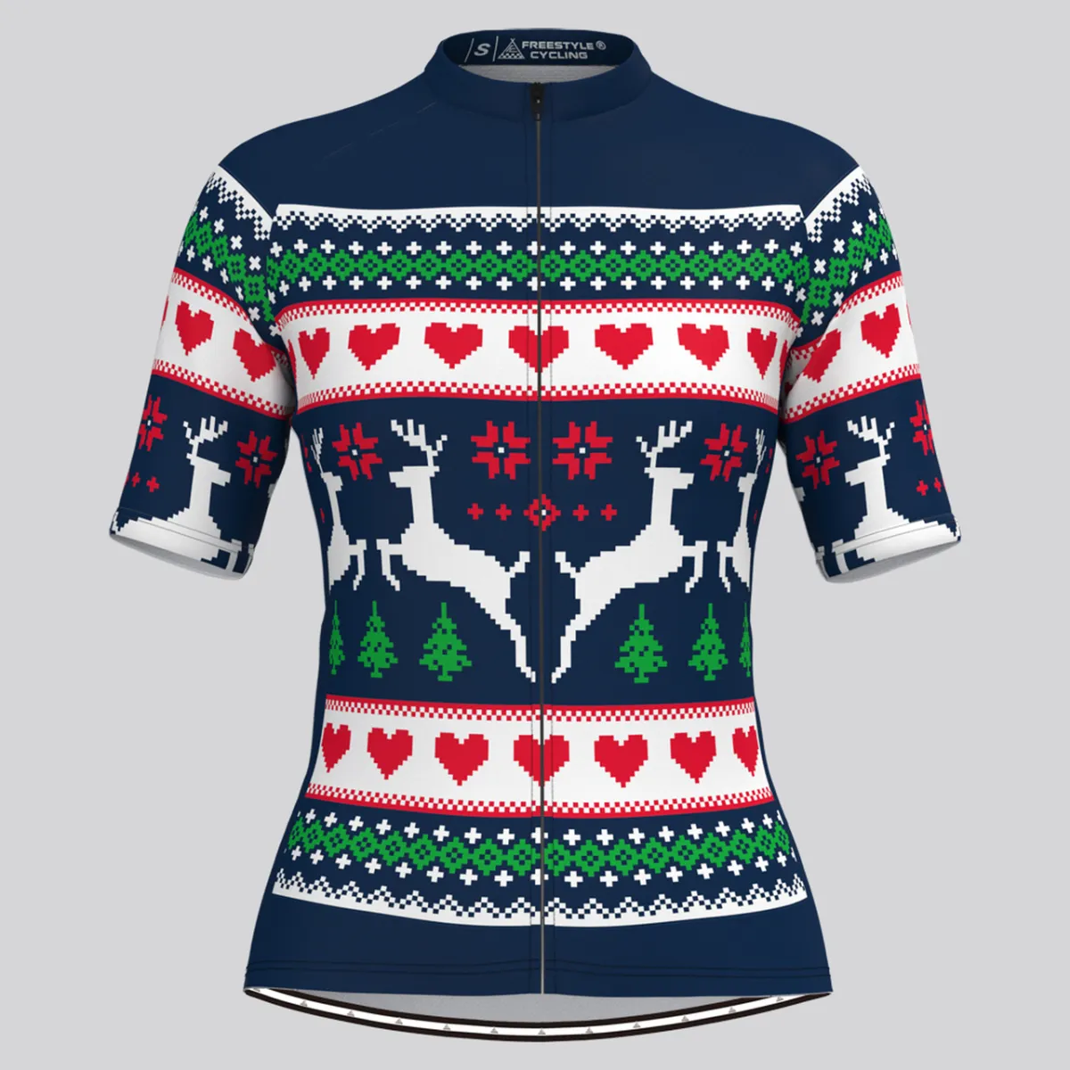 Women's Classic Ugly Christmas sweater Cycling Jersey - Navy