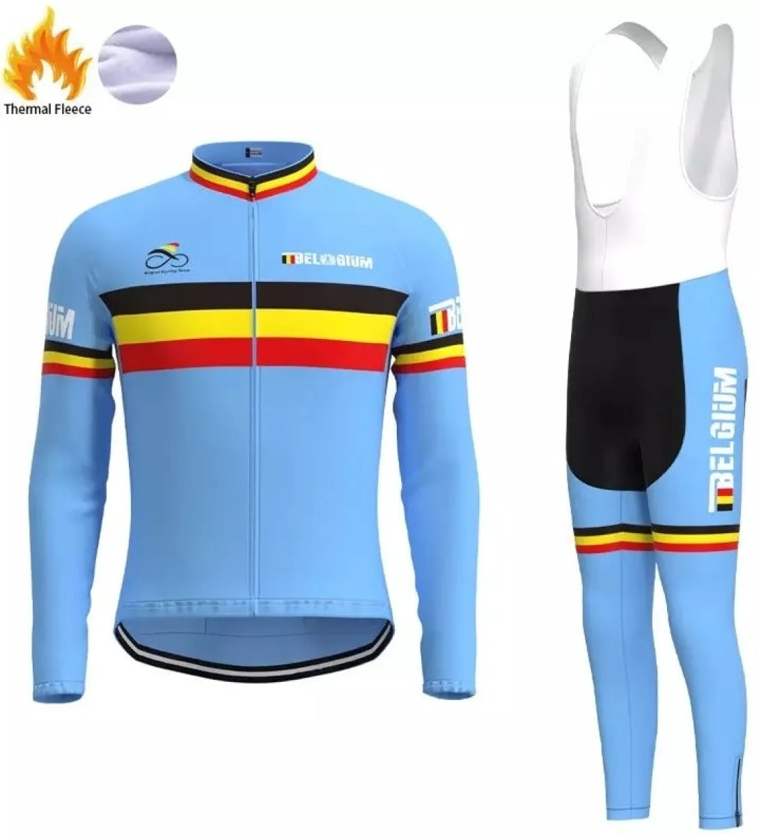 Belgium Team Thermal Fleece Winter Cycling Set To Buy