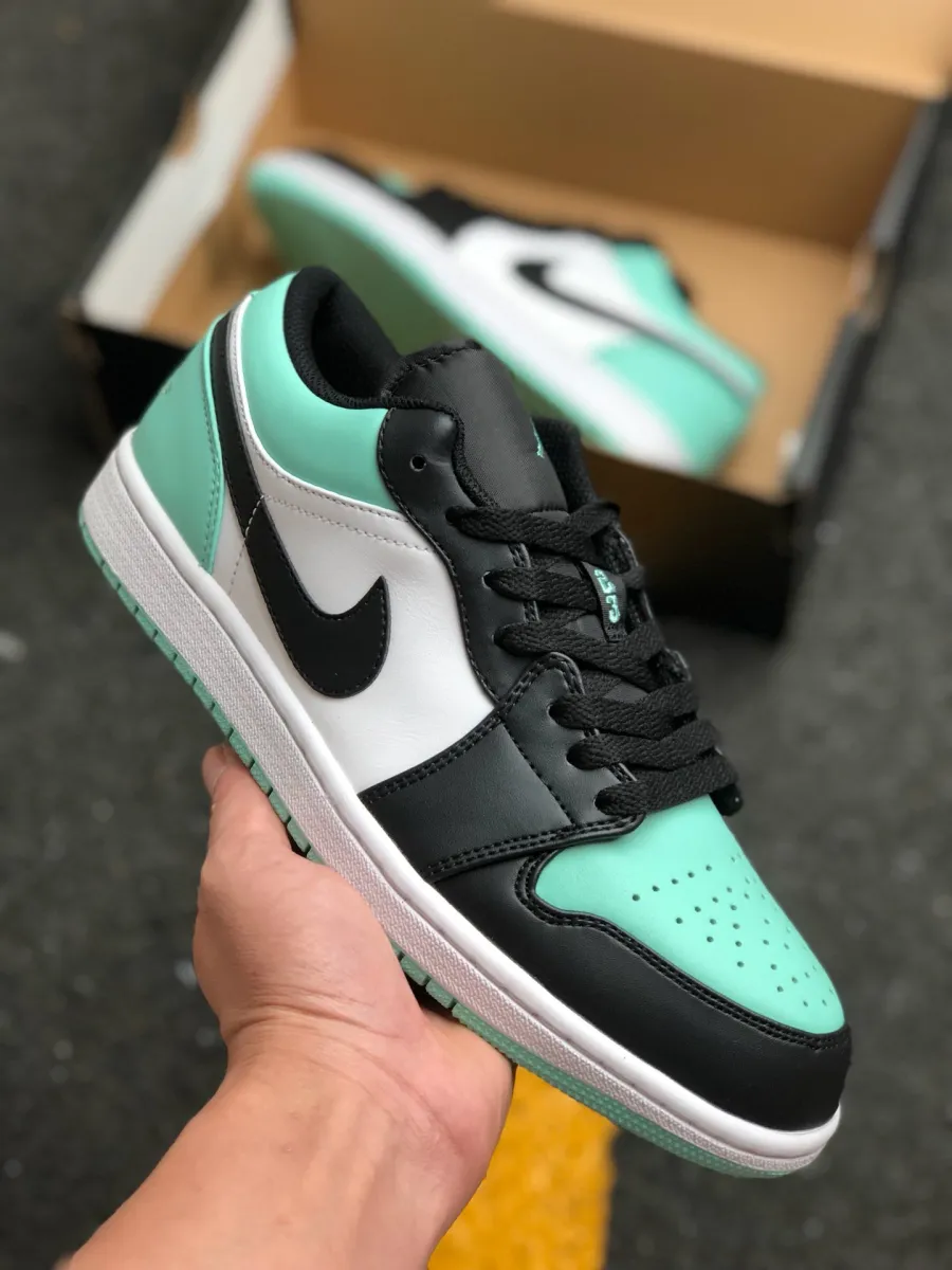Air Jordan 1 Retro Low Emerald White/Emerald Rise-Black AJ1 / emerald jordan 1