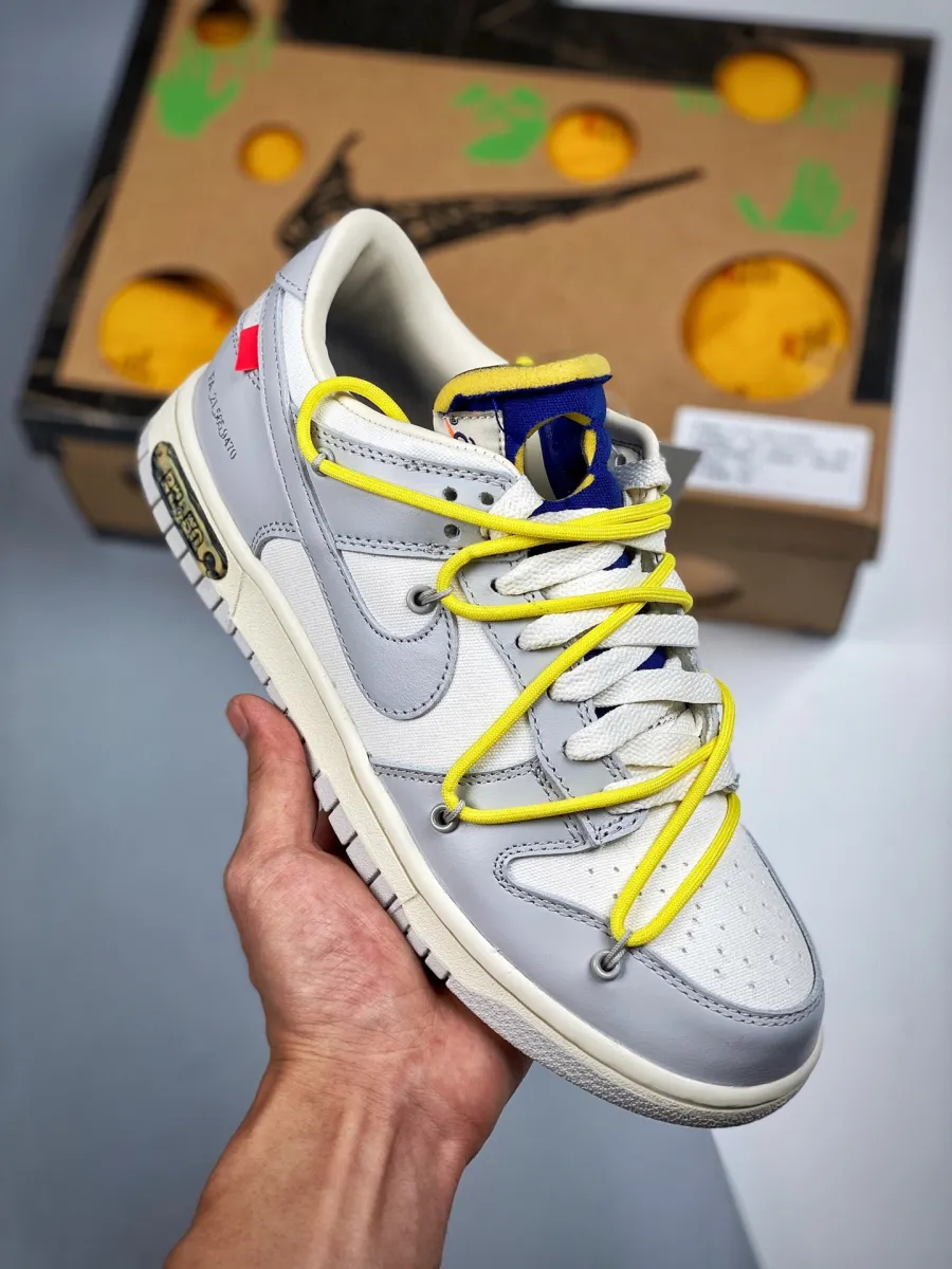 Off-White x Nike Dunk Low White Yellow Lot 27 DM1602-120 - off white lot 27