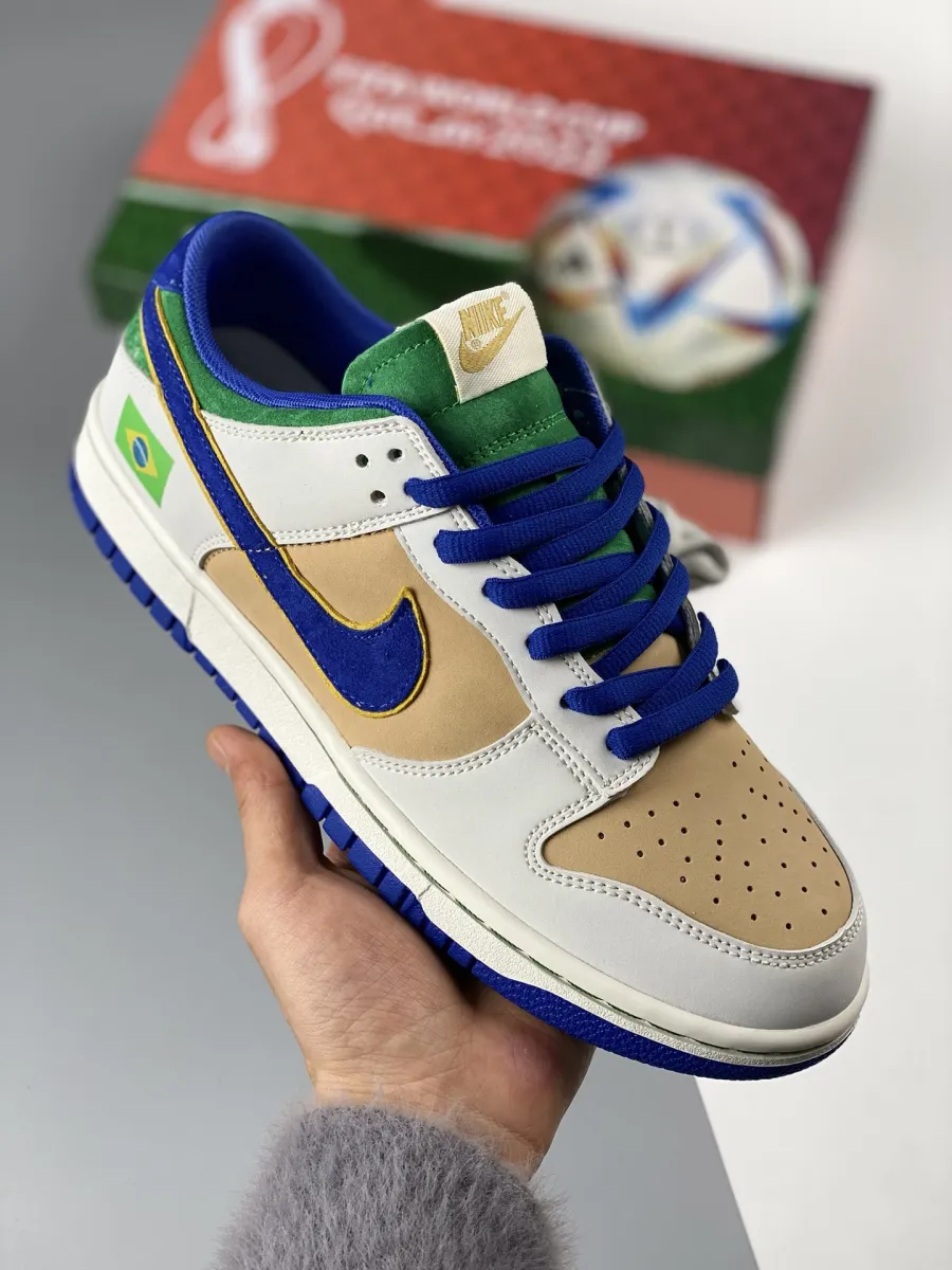 Custom Nike Dunk Low 'Brazil ' White Brown Green 1675842488 Restock