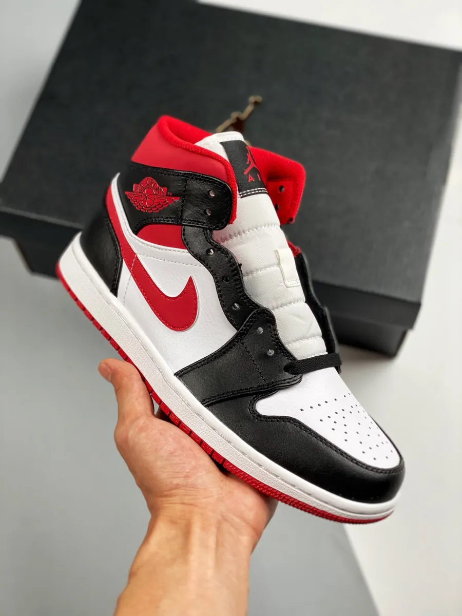 Jordan 1 Mid WHITE/GYM RED-BLACK AJ1 #white black gym red jordan 1