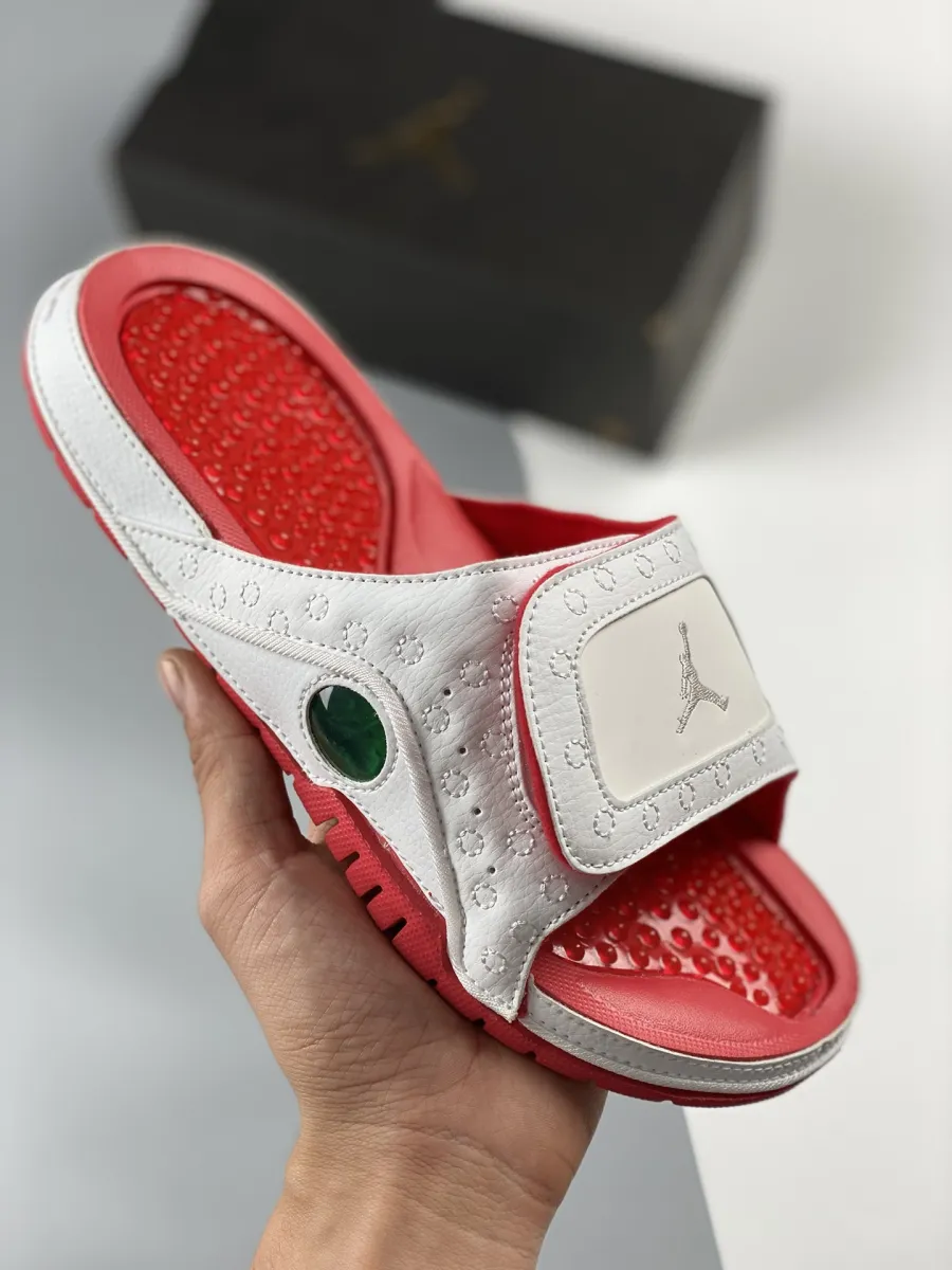 jordan hydro 13 slide white red 684915-121 - jordan 13 slides