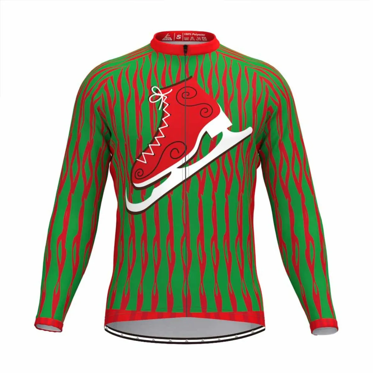 Ugly Christmas Sweater Themed LS Cycling Jersey-Skates