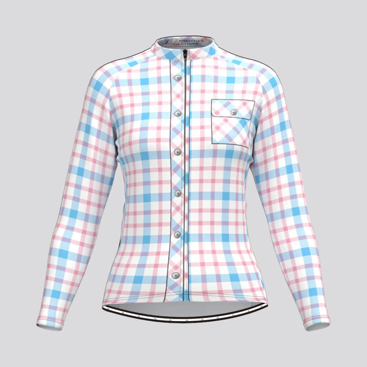 Plaid Checkered Shirt V23 Women's LS Cycling Jersey Online