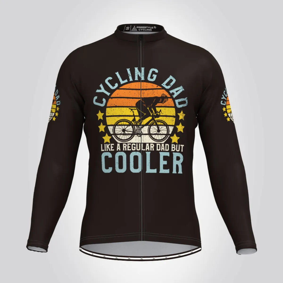 Cycling Dad Cooler Vintage Men's LS Cycling Jersey -Black