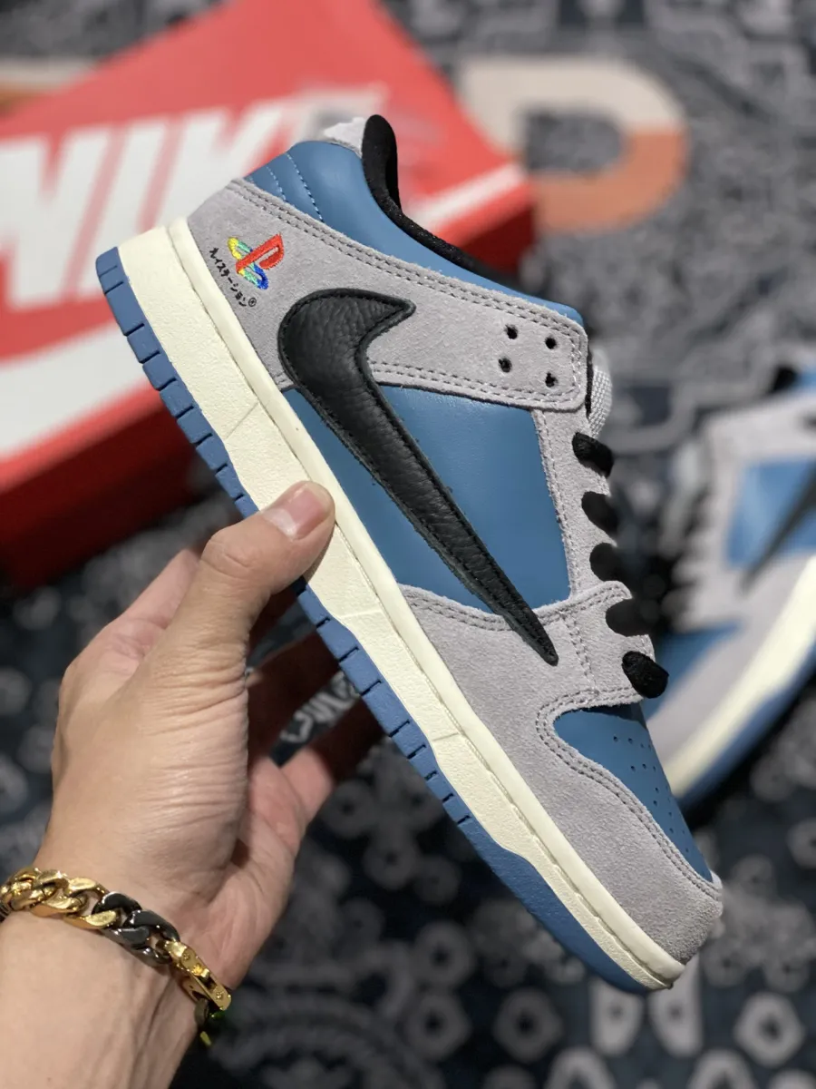 Travis Scott x PlayStation x Nike Dunk Low Blue Grey travis scott dunks blue