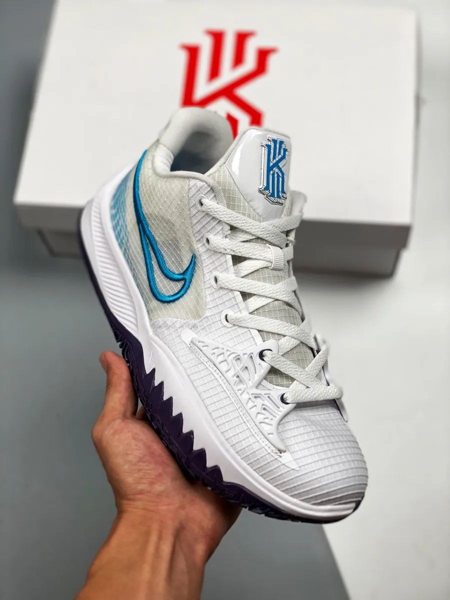 Nike Kyrie Low 4 White/Laser Blue-Dark Raisin CW3985-100 - kyrie low blue