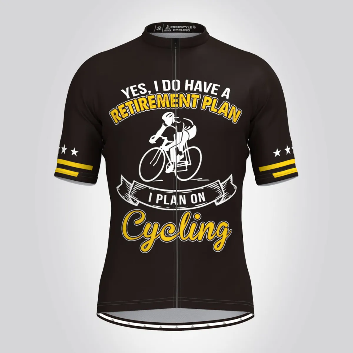 I Plan On Cycling Vintage Men's Cycling Jersey-Yellow/Black