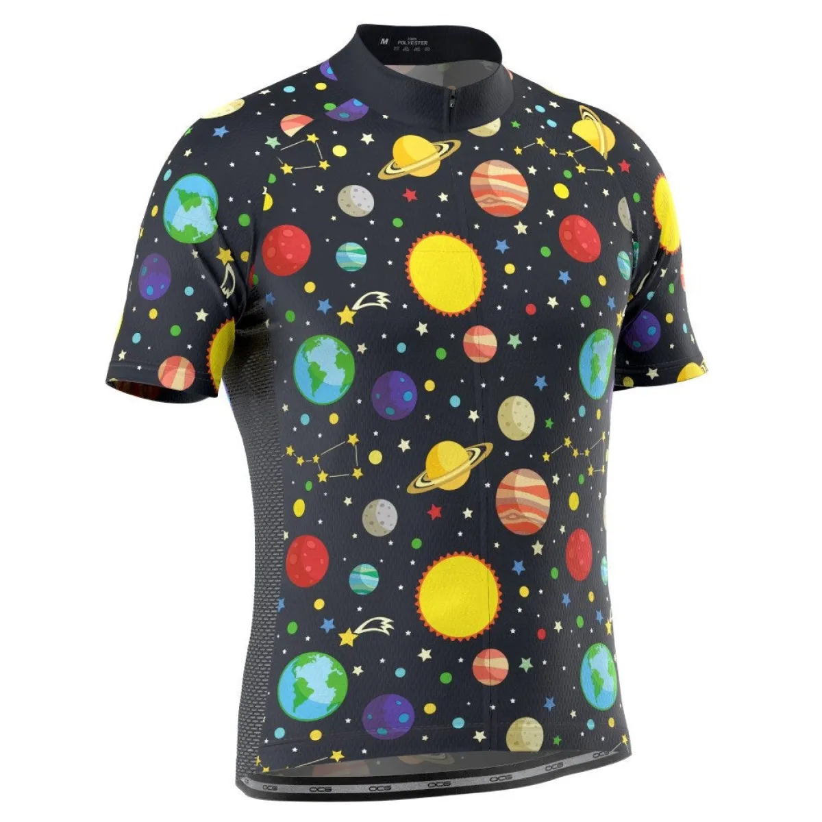 Men's Solar System Planets Short Sleeve Cycling Jersey, Solar System Sleeve