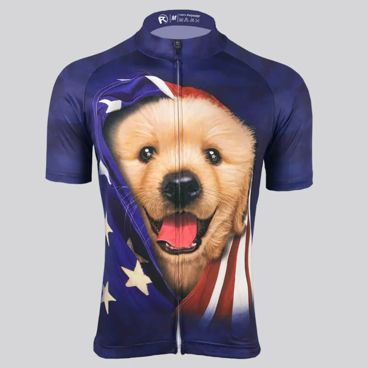 Cute Puppy In American Flag Cycling Jersey Online