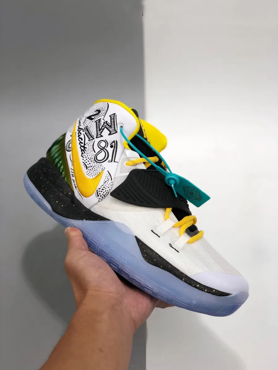 Nike Kyrie 6 White Black Yelllow Custom / kyrie custom
