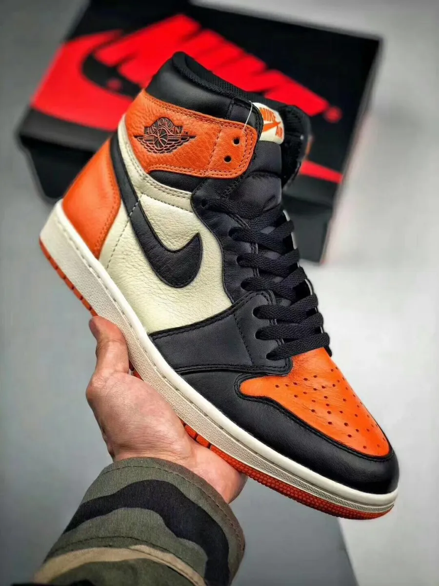 Air Jordan 1 Retro 'Shattered Backboard' Black/Starfish-Sail 555088-005 Mens AJ1 nike shattered backboard