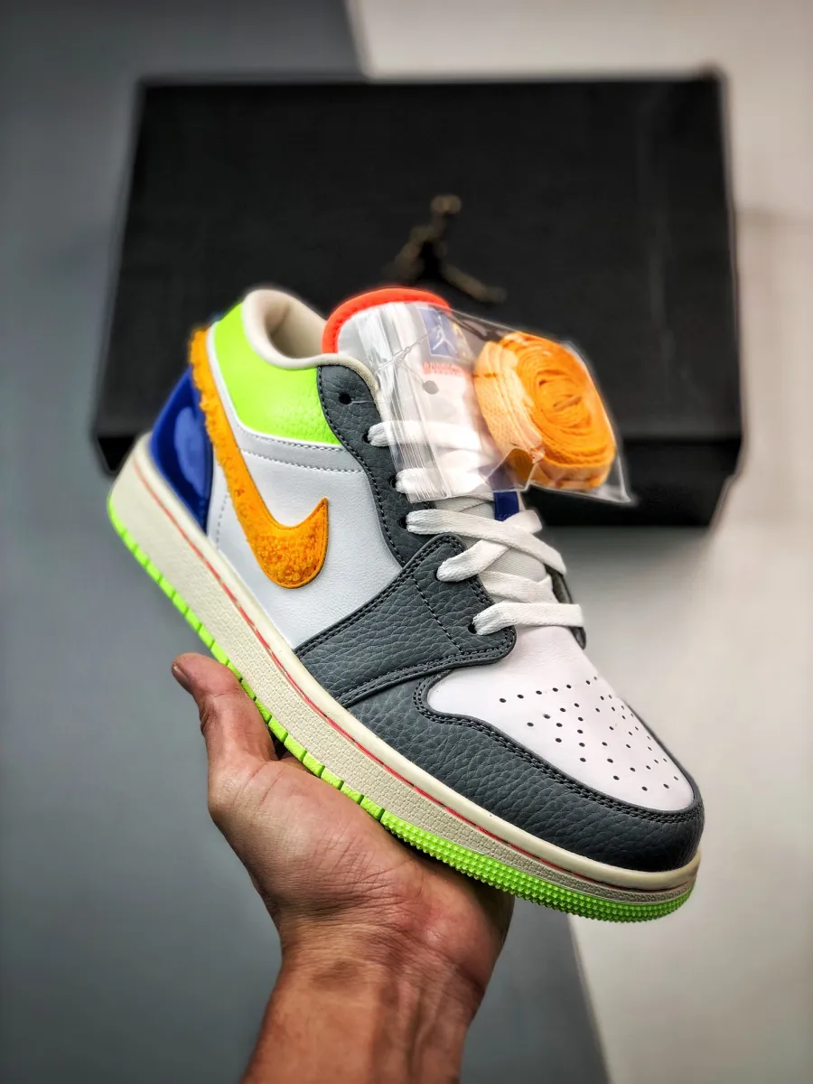 Air Jordan 1 Low 'Hoops' White/Coconut Milk-Green-Orange FB1835-181 For Sale