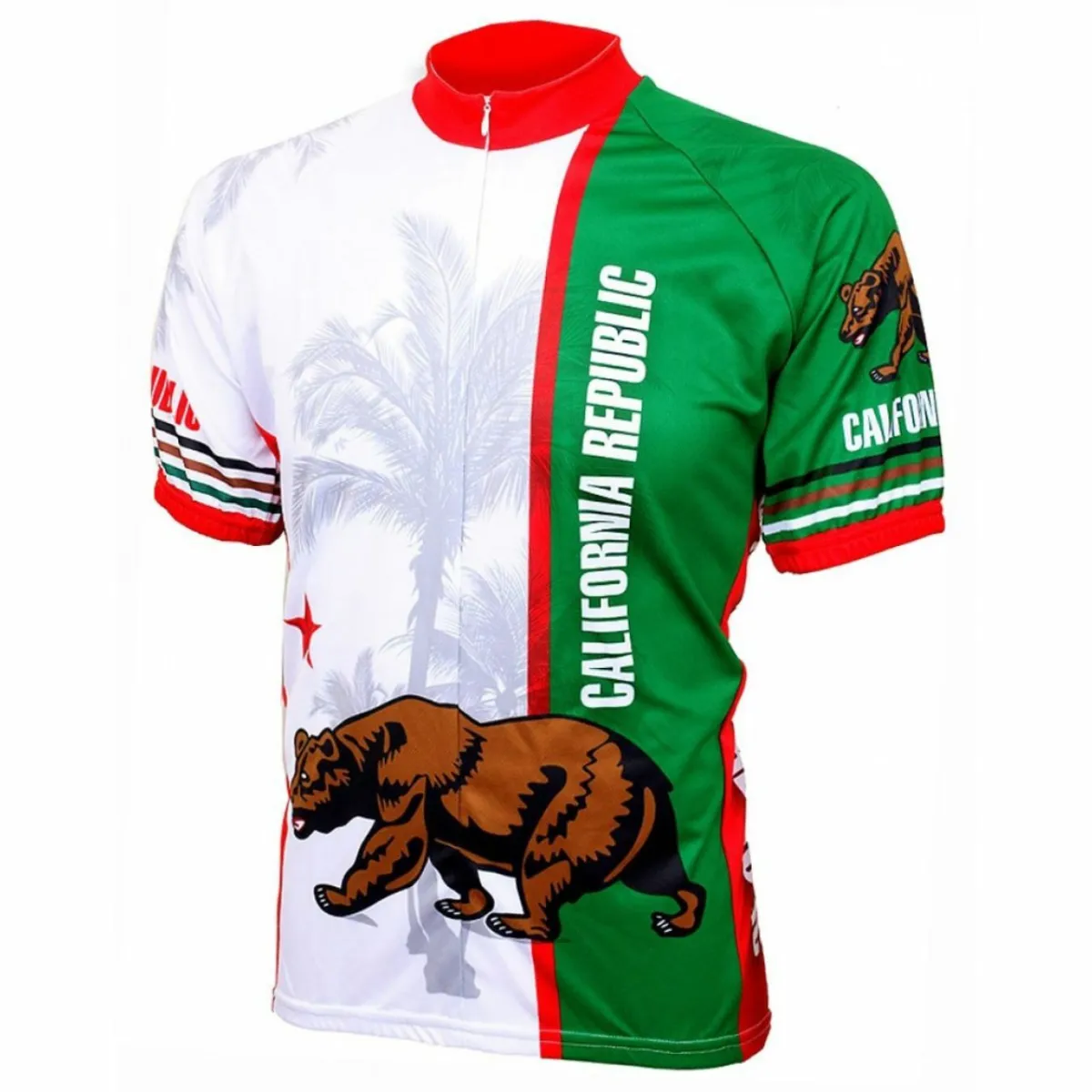California Republic Flag Short sleeve 19' zip men's cycling jersey, California Republic Cycling Jersey