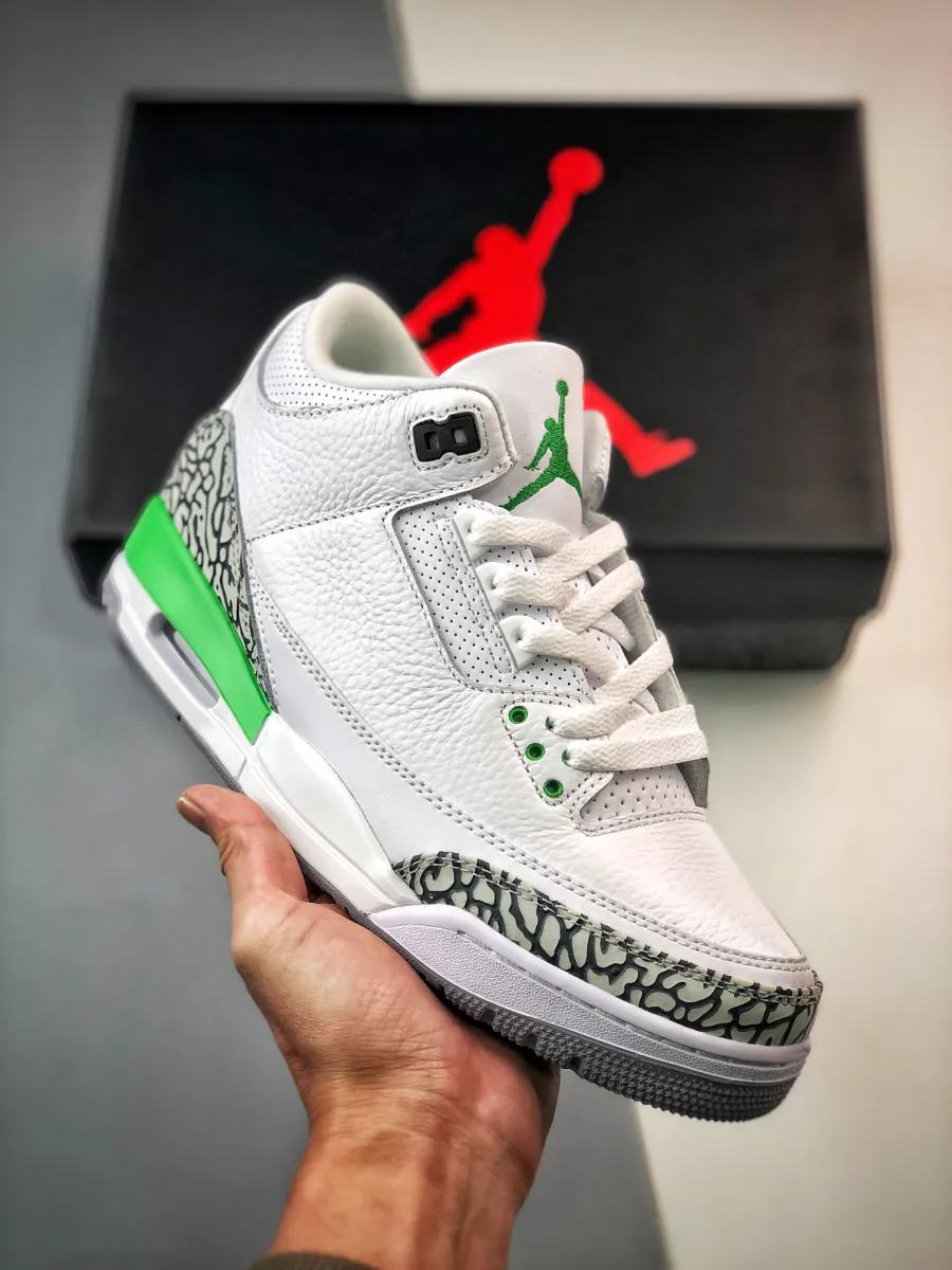 Air Jordan 3 White/Lucky Green-Varsity Red-Cement Grey-Sail lucky green 3s