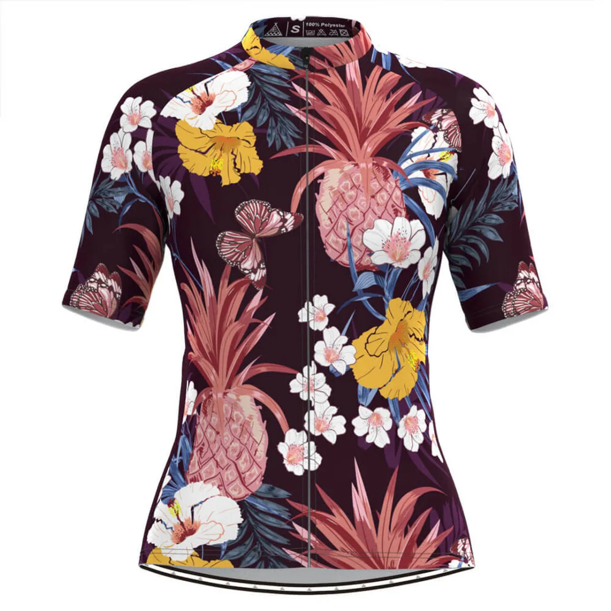 Women's Tropical & Floral Print Hawaiian Jersey -Pineapple
