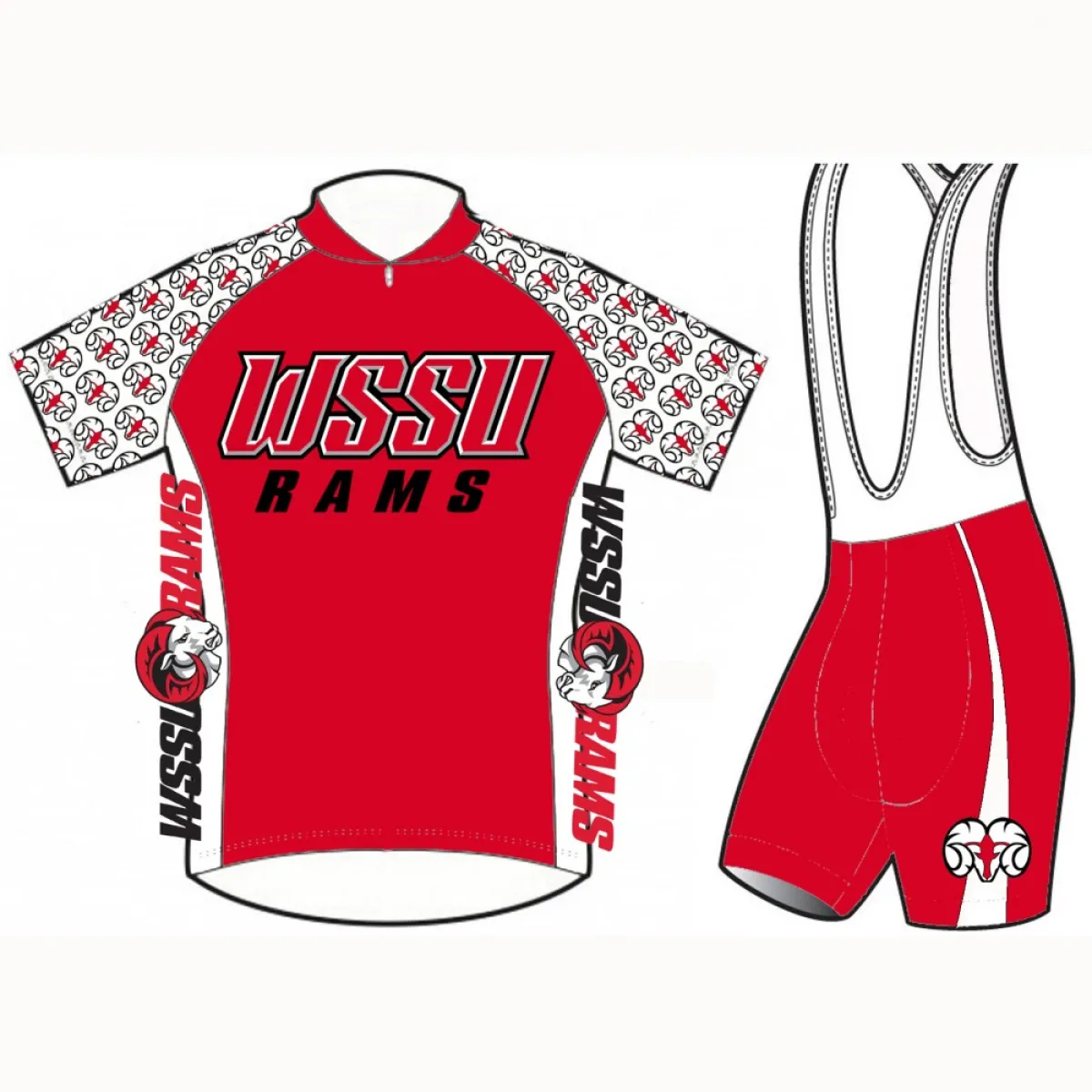 WSSU Winston-Salem State University Rams Cycling Jerseys bib shorts