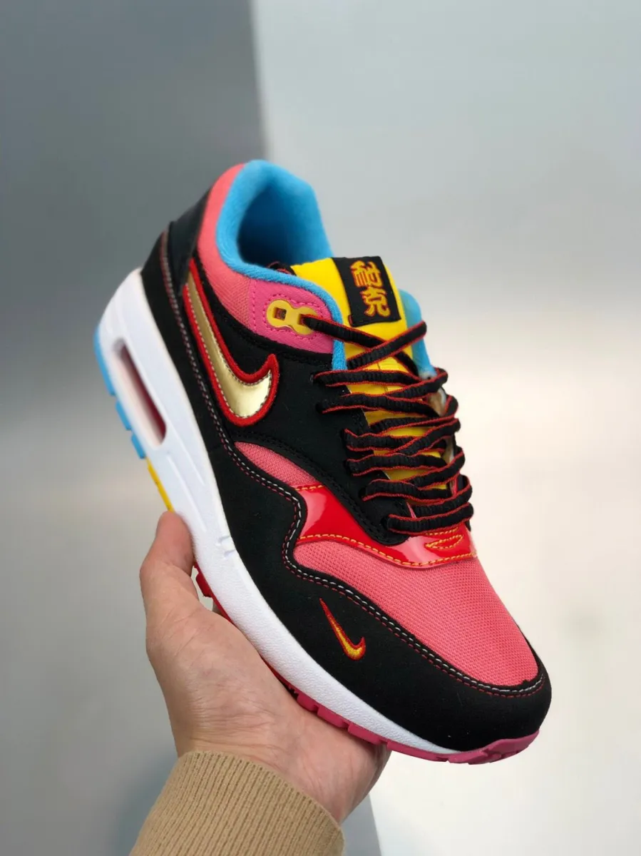 Nike Air Max 1 'CNY' Light Smoke Grey/Black-Laser Blue-University Gold / nike air max 1 cny