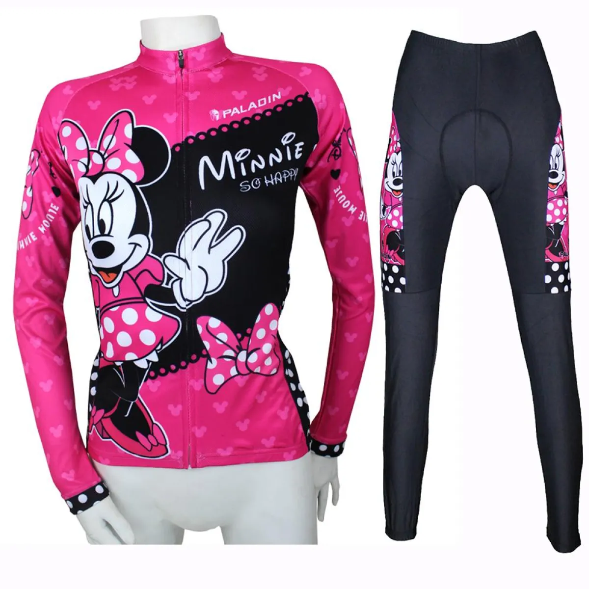 Mickey Mouse's Girlfriend Minnie Pretty Woman's Short-sleeve Cycling Suit Lovely Team Jacket Sweet T-shirt Summer Suit Spring Autumn Clothes Sportswear Leisure Biking Shirt Cartoon World NO.096