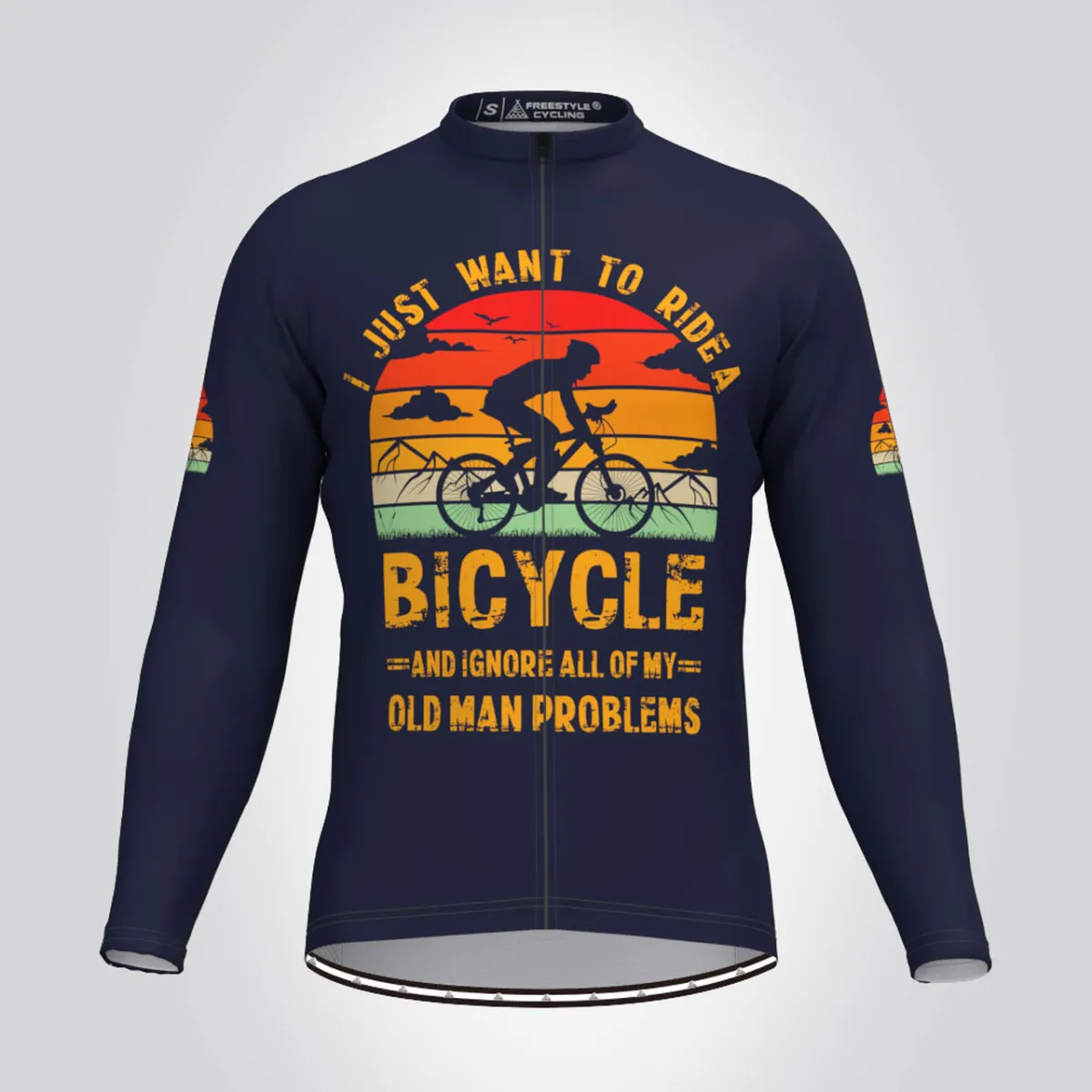 I Just Want To Ride A Bicycle LS Cycling Jersey Navy