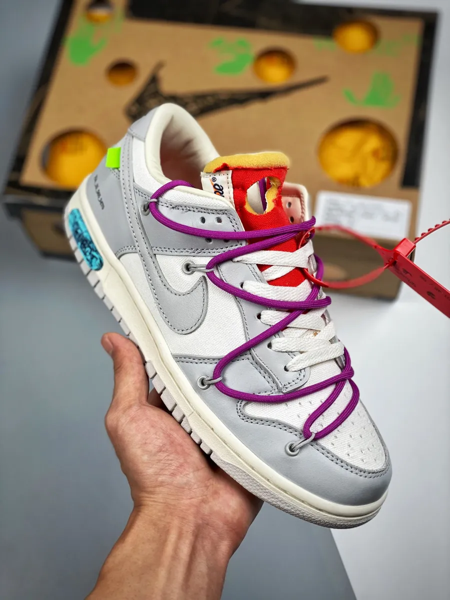 Off-White x Nike Dunk Low '45 of 50' Sail Grey Magenta / off white dunk lot 45