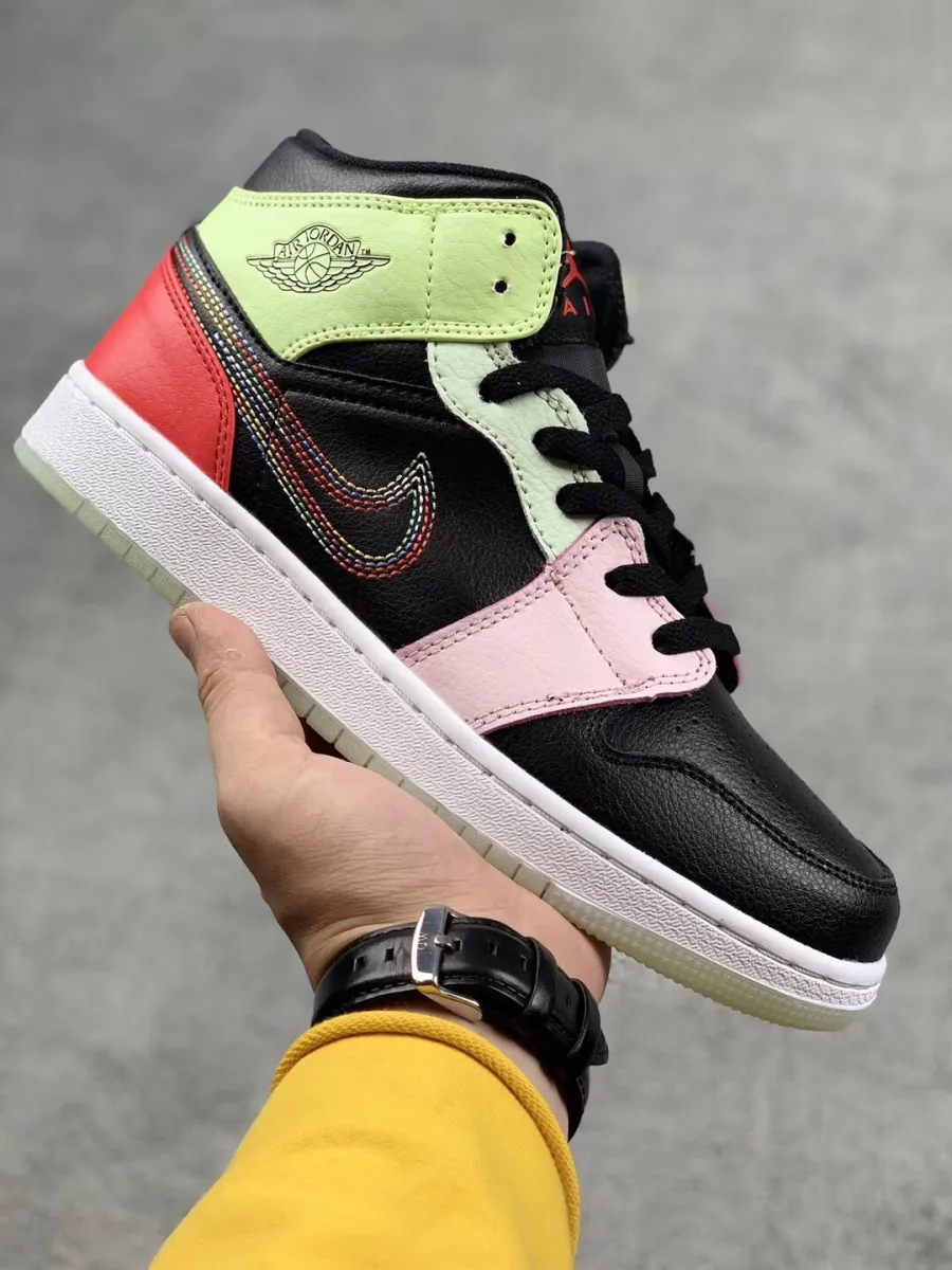Jordan 1 Mid Glow In The Dark Multi GS WMNS AV5174-076 / jordan 1 glow in the dark