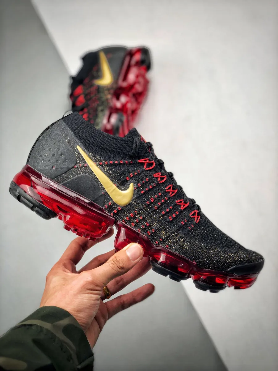 Nike Air VaporMax 2.0 'CNY' - black/metallic gold/university red