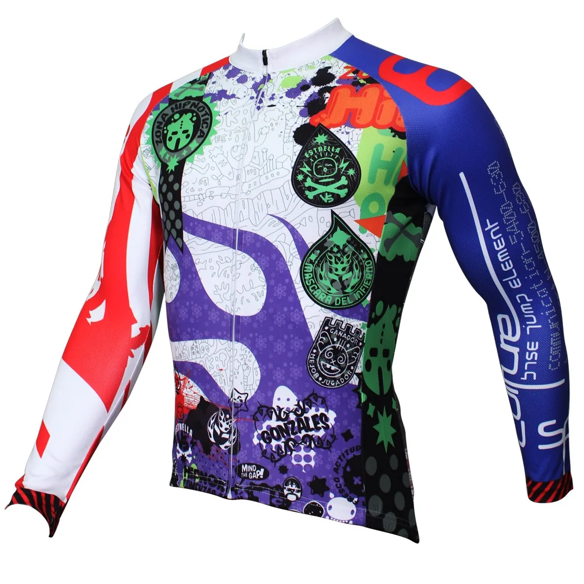 Men's Stylish Hidden-Zipper Long-sleeve Cycling Jersey with Patterns for Outdoor Bike Leisure Sport Winter Breathable Bicycle clothing 369(velvet)