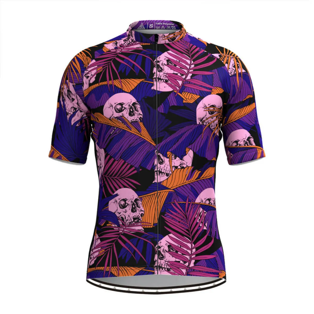 Men's Tropical & Skull Print Hawaiian Cycling Jersey
