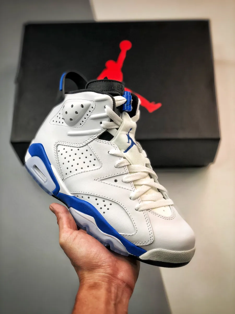 Women Air Jordan 6 Sport Blue 384664-107 - blue and white jordan 6s