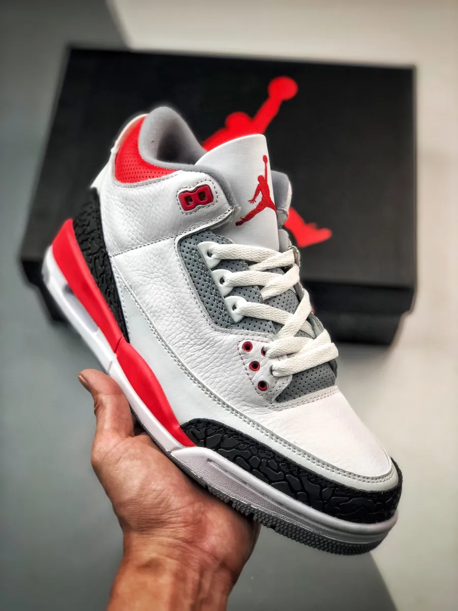 Air Jordan 3 White/Fire Red-Silver-Black / jordan 3 fire red for sale