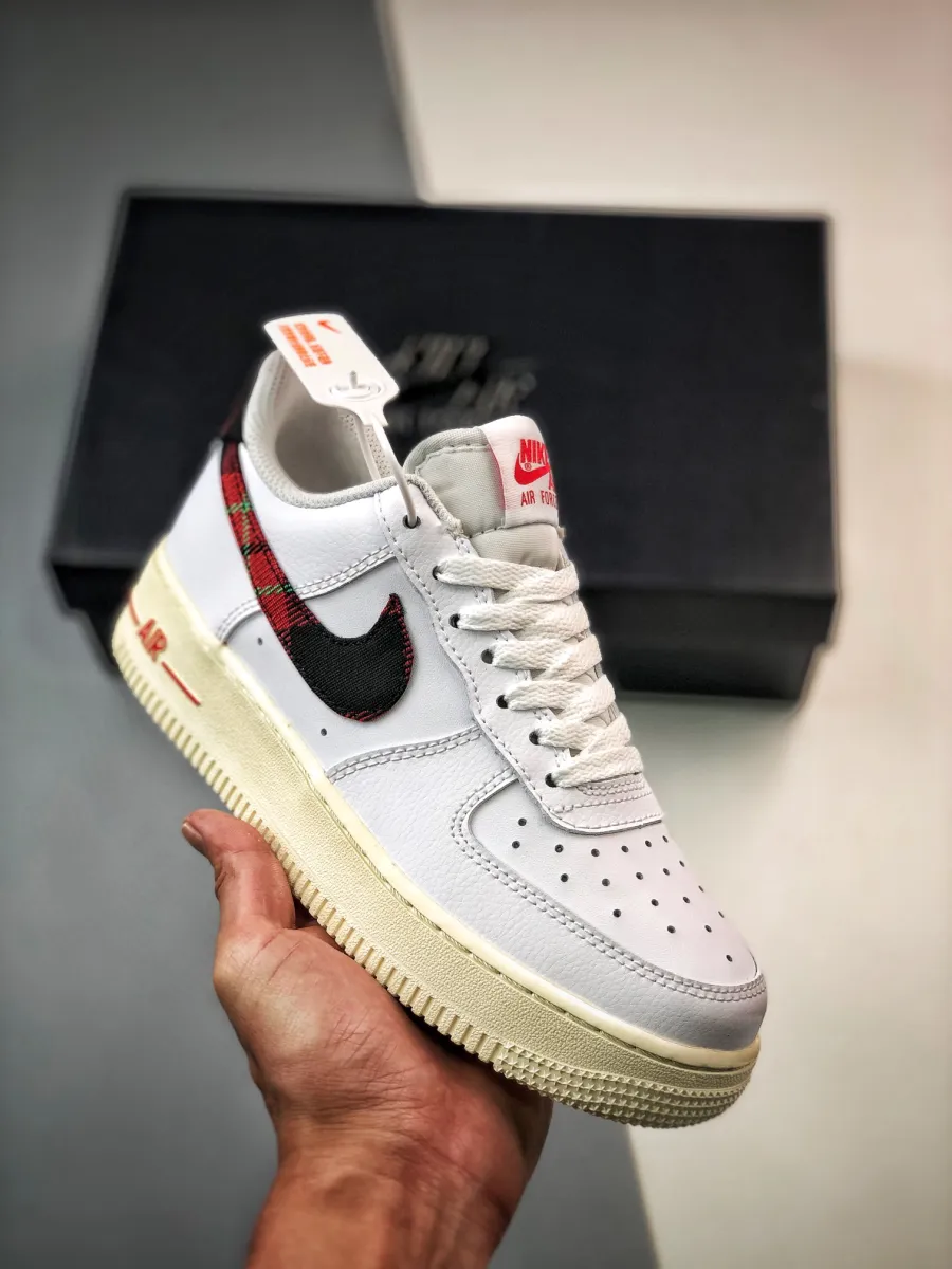 Nike Air Force 1 Low 'Plaid Swoosh' White/Red DV0789-100 - red plaid air force 1