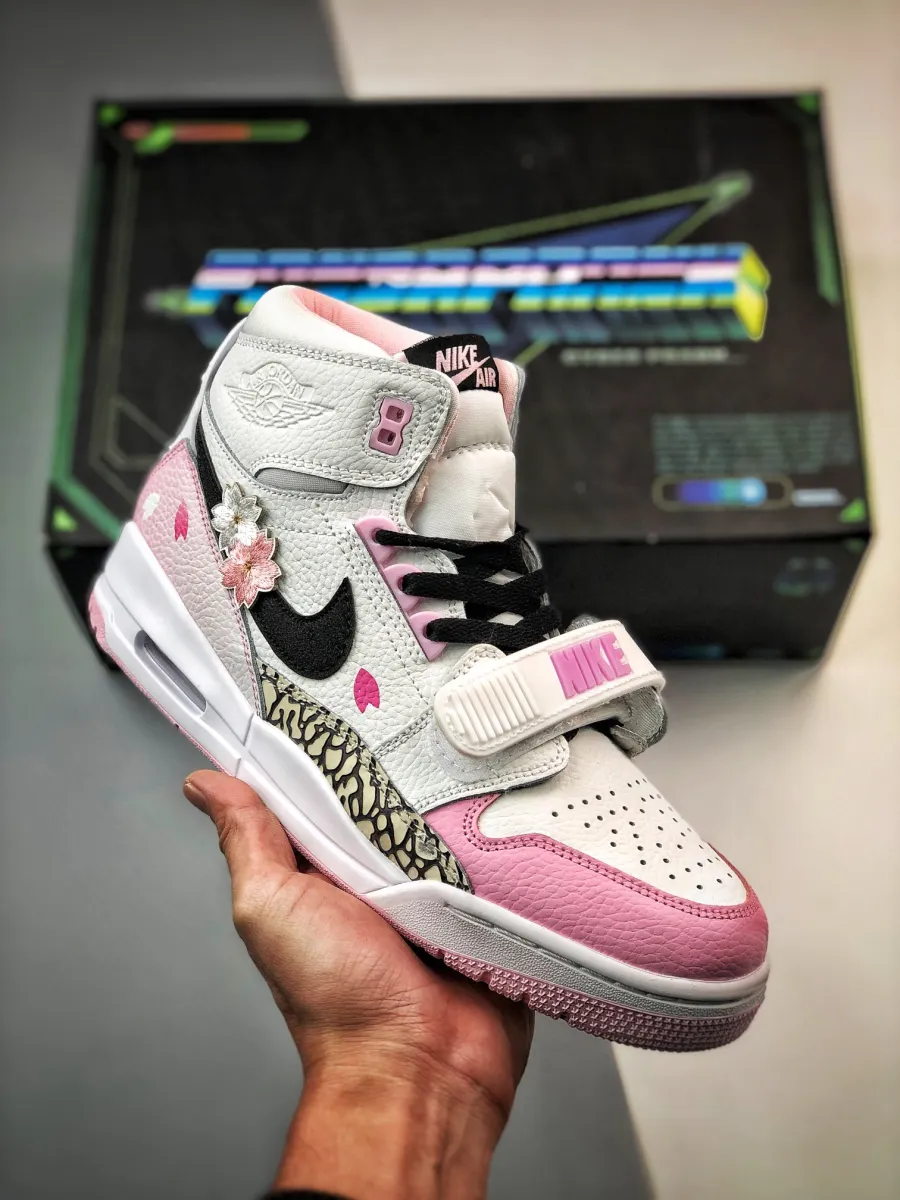 Custom Jordan Legacy 312 White Black Pink Foam pink custom jordans