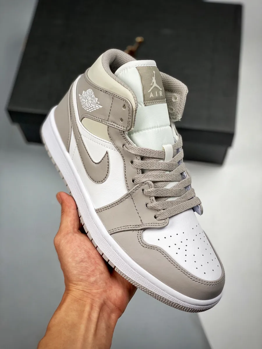 Women Air Jordan 1 Mid College Grey 554724-082 - air jordan one linen