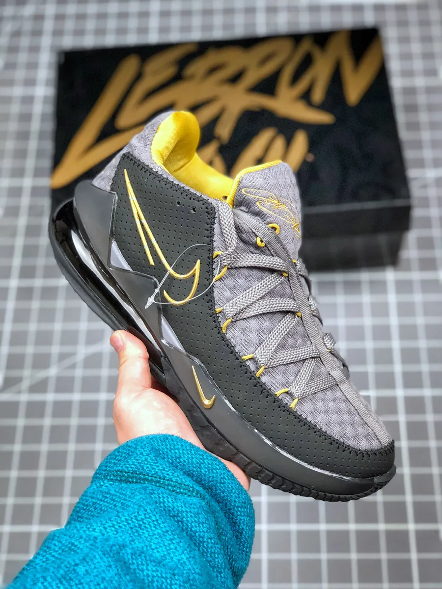Nike LeBron 17 Low Black Grey Yellow / lebron 17 grey