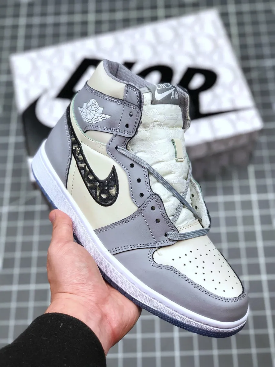 Dioor X Air Jordan 1 White And Grey For Sale