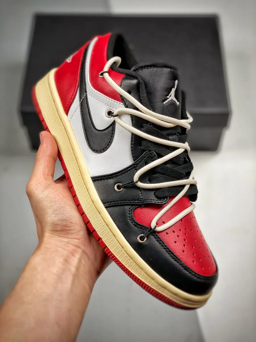 Custom Air Jordan 1 Low Black Red White Air Jordan 1 Low Red White Black
