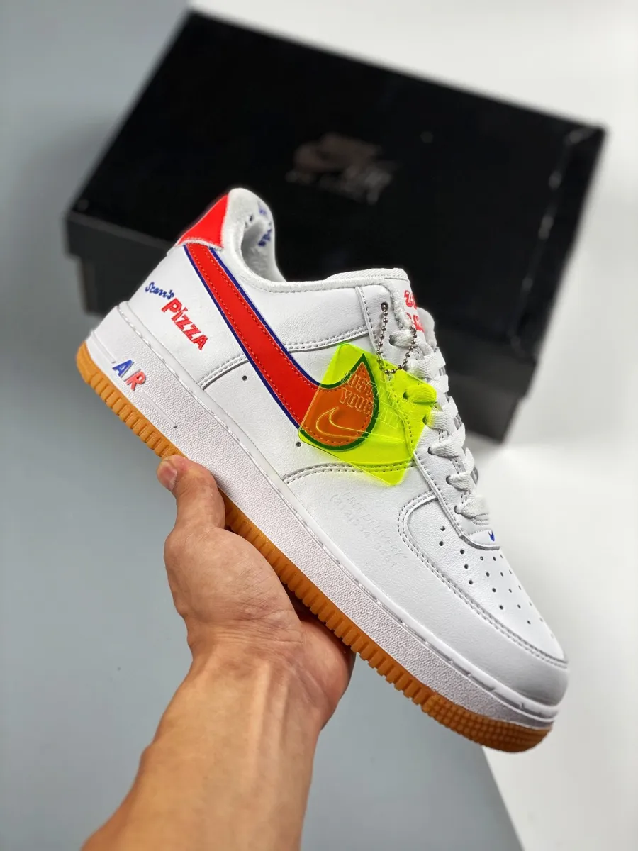 Nike Air Force 1 'Scarr's Pizza' White Blue Red pizza nike shoes