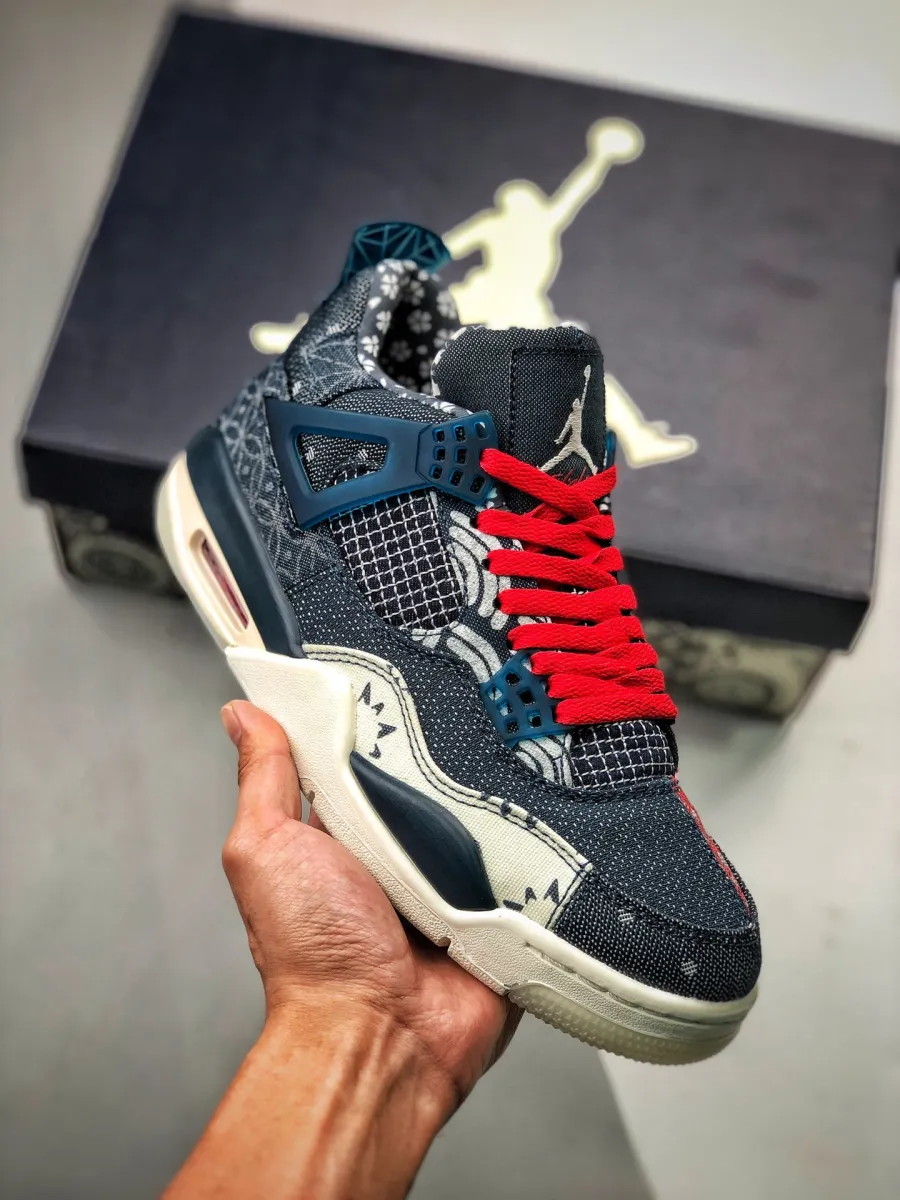 Air Jordan 4 SE 'Sashiko' Deep Ocean/Sail-Cement Grey-Fire Red #sashiko 4s