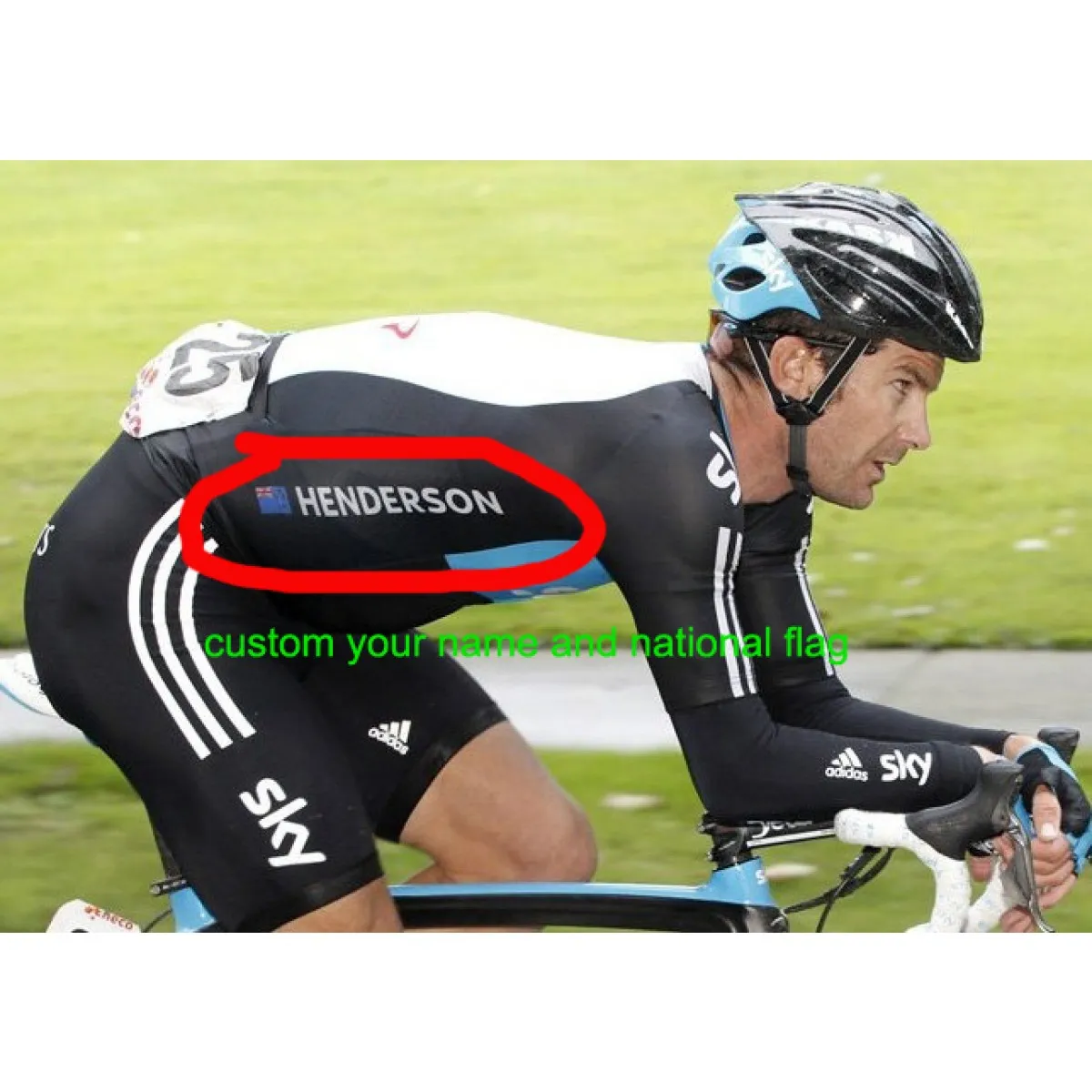 CUSTOM 2011 TEAM SKY CYCLING JERSEY WITH YOUR NAME AND NATIONAL FLAG