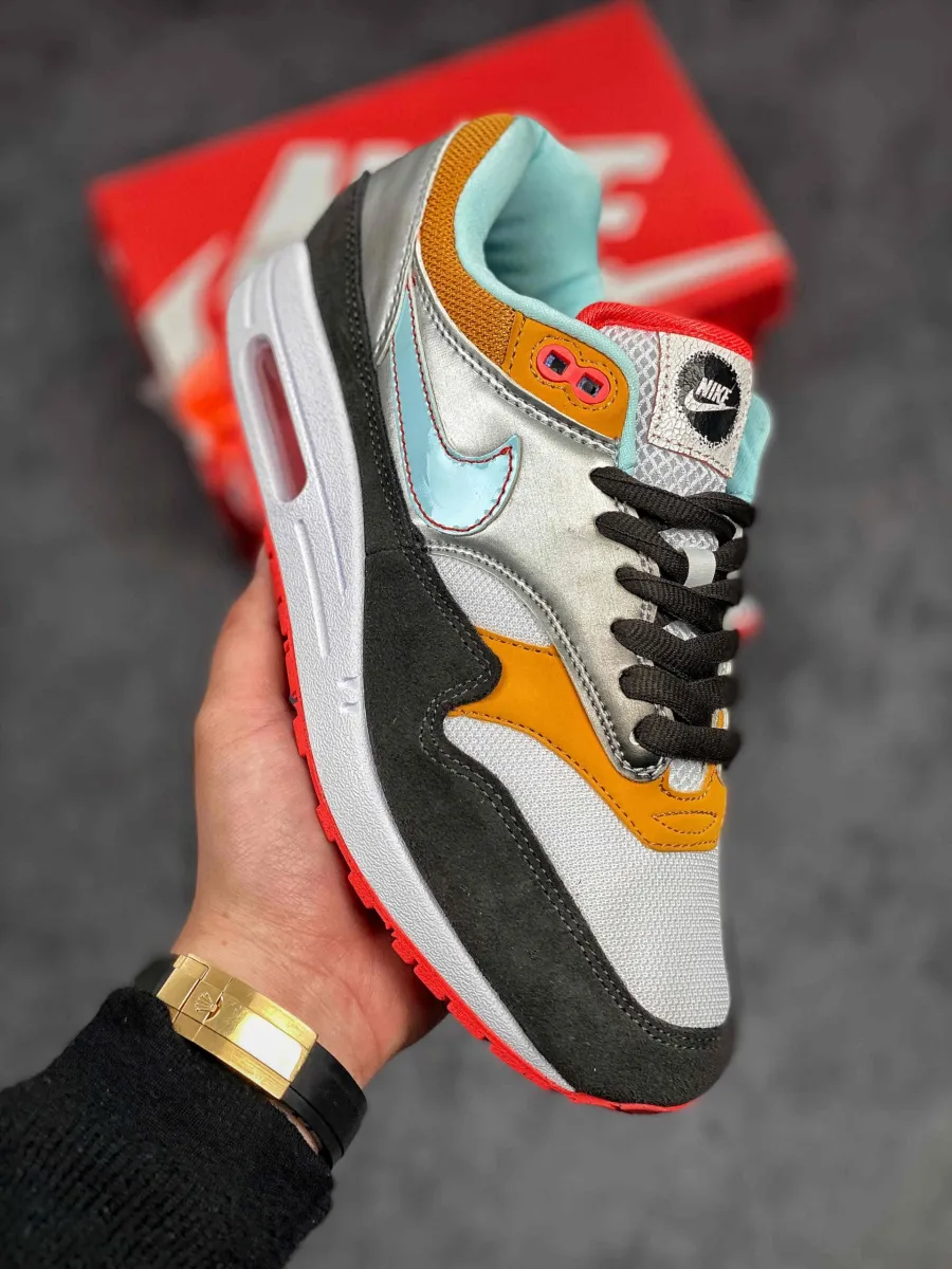 Nike Air Max 1 'Graffiti Logo' White/Chutney/Dark Smoke Grey/Glacier Ice / nike graffiti logo