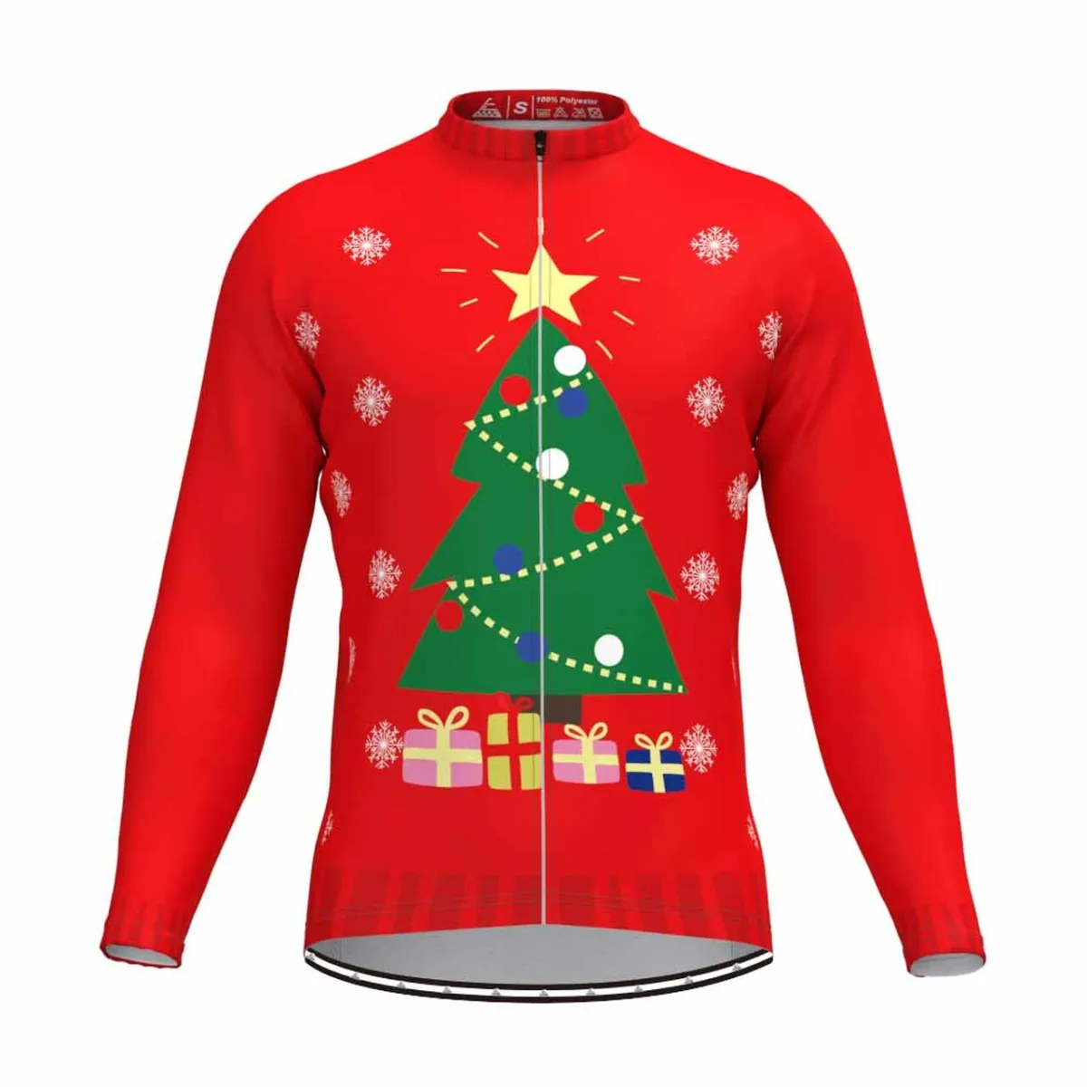 Ugly Christmas Sweater Tree Gift Box LS Cycling Jersey