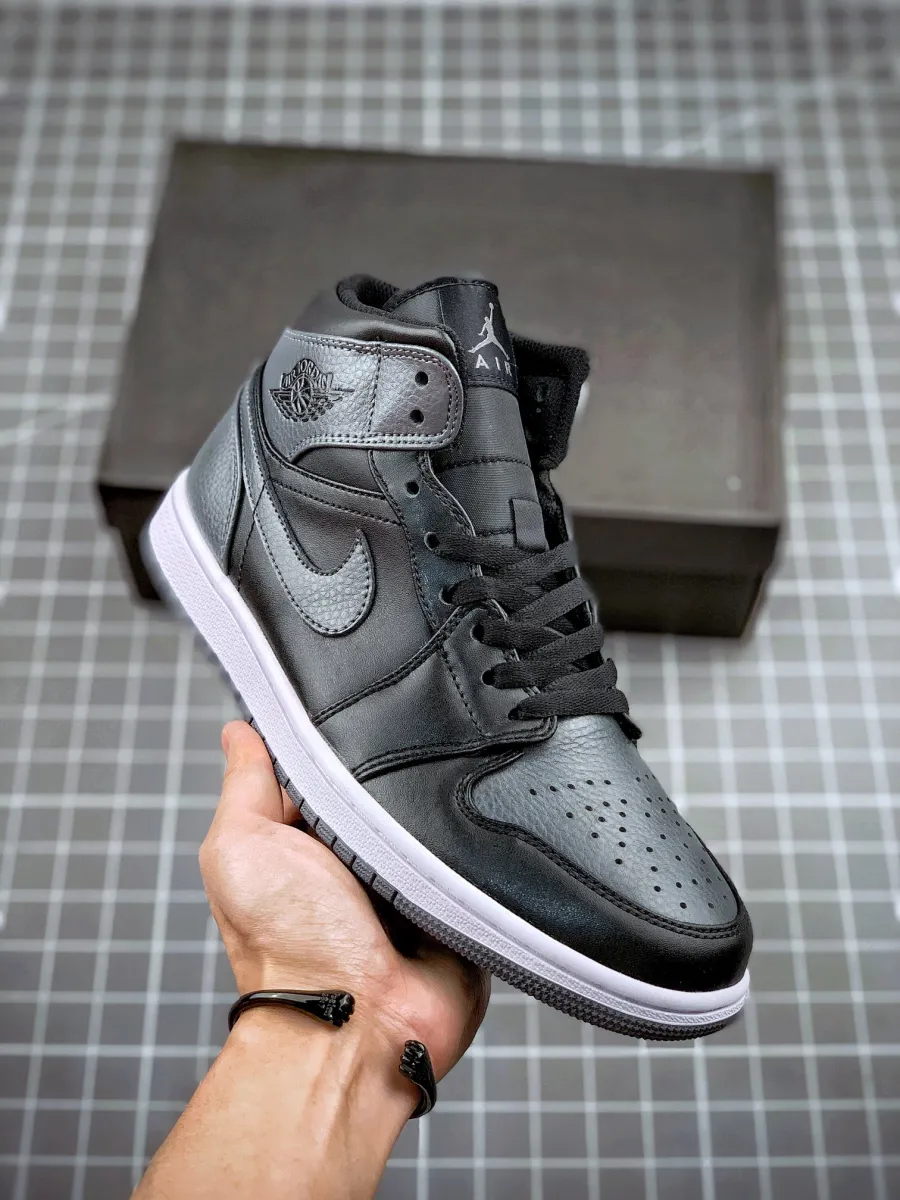 Jordan 1 Mid Tumbled Leather Grey 554724-041 - gray and black air jordan 1
