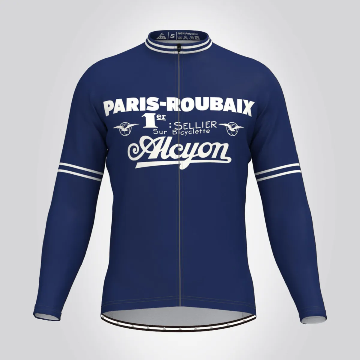 Retro Paris Roubaix Men's LS Cycling Jersey Blue For Sale
