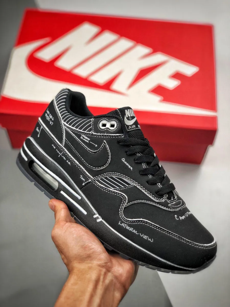 Nike Air Max 1 Tinker Schematic Sketch To Shelf Black CJ4286-001 / nike air max 1 tinker sketch to shelf