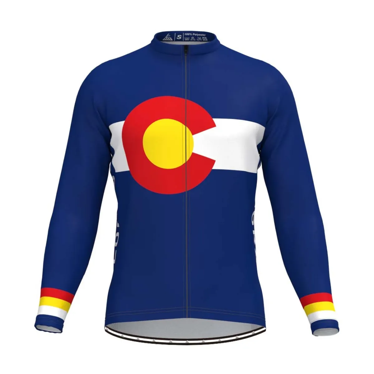 Colorado State Flag Men's Long Sleeve Cycling Jersey Outlet