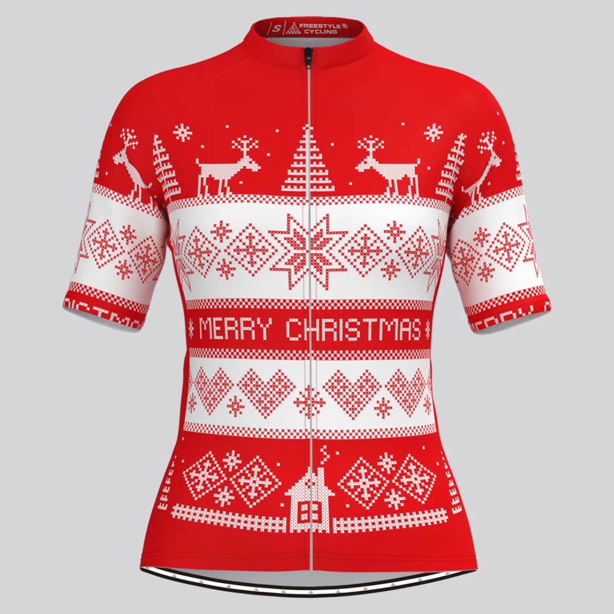 Women's Classic Ugly Christmas sweater Cycling Jersey - Red